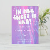 スウィフティピンクとパープルサテンスウィート16 Era誕生日 招待状 (スタンド正面)
