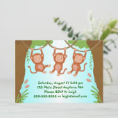 スウィングする猿の子供の誕生日招待状 招待状 (スタンド正面)