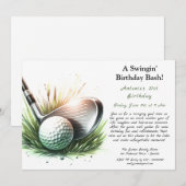 スウィングする誕生日バッシュ Tee Up for Fun！ 招待状 (正面/裏面)