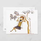 スウィングでかわいい木製の人形 ポストカード (正面/裏面)