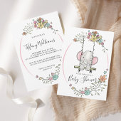 スウィングでかわいい赤ちゃんシャワーの象 招待状