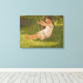 スウィングで微笑む少女(ヴィンテージ幼少期) キャンバスプリント (インサイチュ (ウッドフロア))