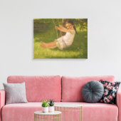 スウィングで微笑む少女(ヴィンテージ幼少期) キャンバスプリント (インサイチュ (リビング))