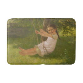 スウィングで微笑む少女(ヴィンテージ幼少期) バスマット