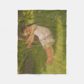 スウィングで微笑む少女(ヴィンテージ幼少期) フリースブランケット (正面)