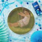 スウィングで微笑む少女(ヴィンテージ幼少期) ペーパープレート (パーティー)