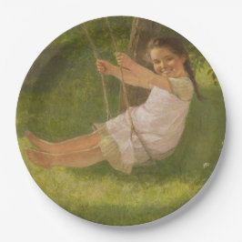 スウィングで微笑む少女(ヴィンテージ幼少期) ペーパープレート