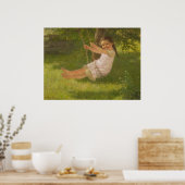 スウィングで微笑む少女(ヴィンテージ幼少期) ポスター (キッチン)