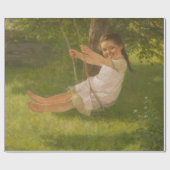 スウィングで微笑む少女(ヴィンテージ幼少期) ラッピングペーパー (フラット)