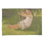 スウィングで微笑む少女(ヴィンテージ幼少期) 枕カバー (正面右)