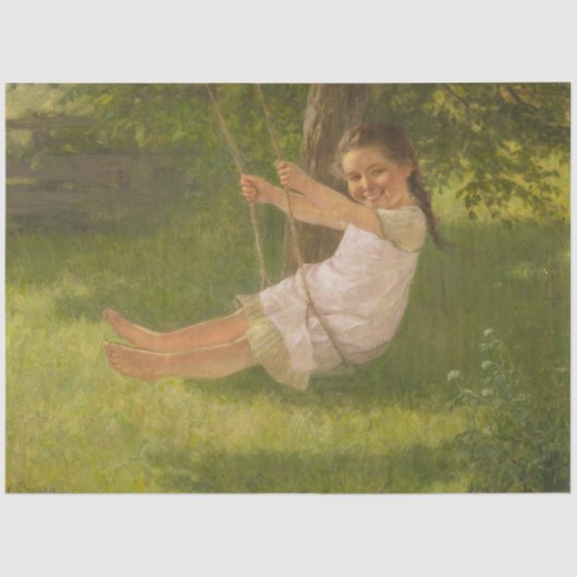 スウィングで微笑む少女(ヴィンテージ幼少期) 薄葉紙 (正面)