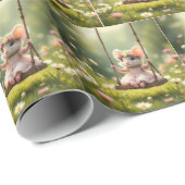 スウィングガーリーに乗ったかわいいマウス ラッピングペーパー (ロールコーナー)