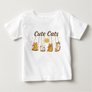 スウィングスの可愛い猫ベビーシャツ。 ベビーTシャツ