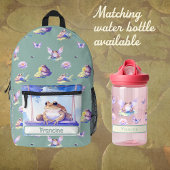 スウィングスクールで釣るウッドランドの水色のカエル プリントバックパック