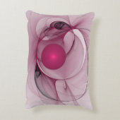 スウィングフラクタル、モダン抽象芸術ベリーピンクアート アクセントクッション (裏面(縦))