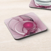 スウィングフラクタル、モダン抽象芸術ベリーピンクアート コースター (左側)