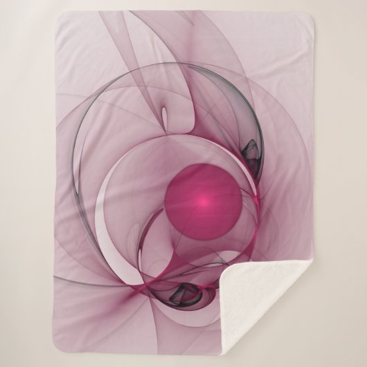 スウィングフラクタル、モダン抽象芸術ベリーピンクアート シェルパブランケット (正面)