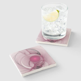 スウィングフラクタル、モダン抽象芸術ベリーピンクアート ストーンコースター