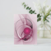 スウィングフラクタル、モダン抽象芸術ベリーピンクアート ポストカード (スタンド正面)