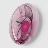 スウィングフラクタル、モダン抽象芸術ベリーピンクアート ラージ壁時計 (傾斜)