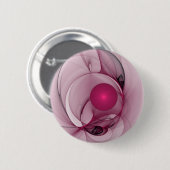 スウィングフラクタル、モダン抽象芸術ベリーピンクアート 缶バッジ (正面&裏面)