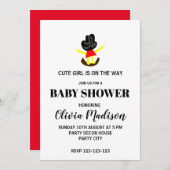 スウィングベビーガールの可愛い女の子ベビーシャワー 招待状 (正面/裏面)