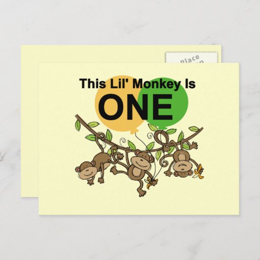 スウィングモンキー1st誕生日tシャツとギフト ポストカード (正面/裏面)