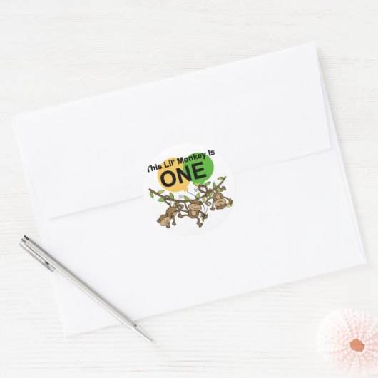 スウィングモンキー1st誕生日tシャツとギフト ラウンドシール (封筒)