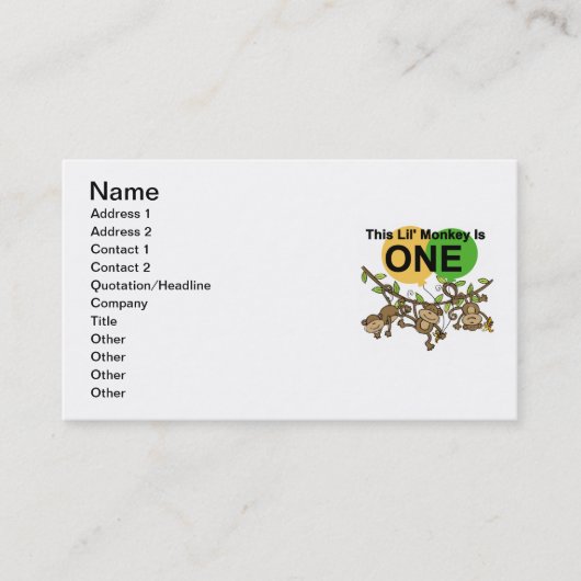 スウィングモンキー1st誕生日tシャツとギフト 名刺 (正面)