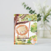 スウィングライオン、キツネ、バニーと鳥の赤面自然 ポストカード (スタンド正面)