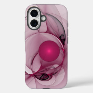 スウィング・フラクタル モダン抽象芸術 ピンクベリーアート iPhone 16ケース
