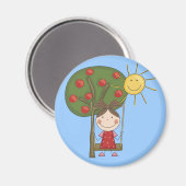 スウィングTシャツとギフトを着た少女 マグネット (正面/裏面)