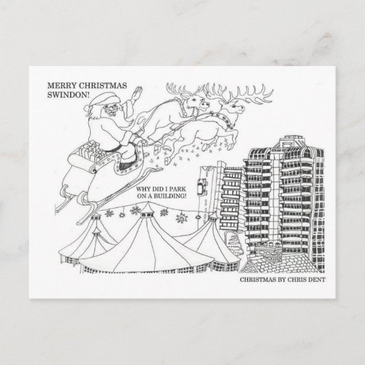 スウィンドンの町のはがきにクリスマス シーズンポストカード (正面)