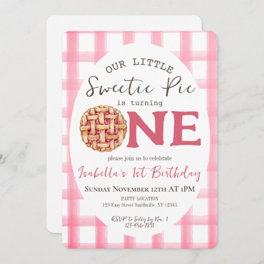 スウィーティパイ1歳の誕生日 招待状 (正面/裏面)