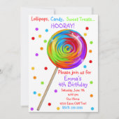 スウィーティポップ・アートの棒つきキャンデー誕生日招待状 招待状 (正面)