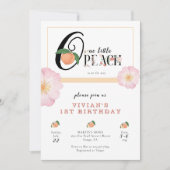 スウィーティー リトル ピーチ 1歳の誕生日 招待状 (正面)