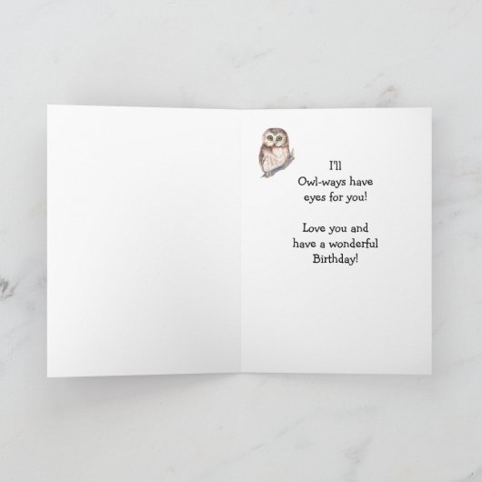 スウィートおもしろい誕生日かわいいフクロウ – カード (内部)