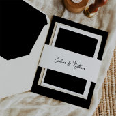 スウィートお洒落とシンプル白黒結婚の 招待状ベリーバンド