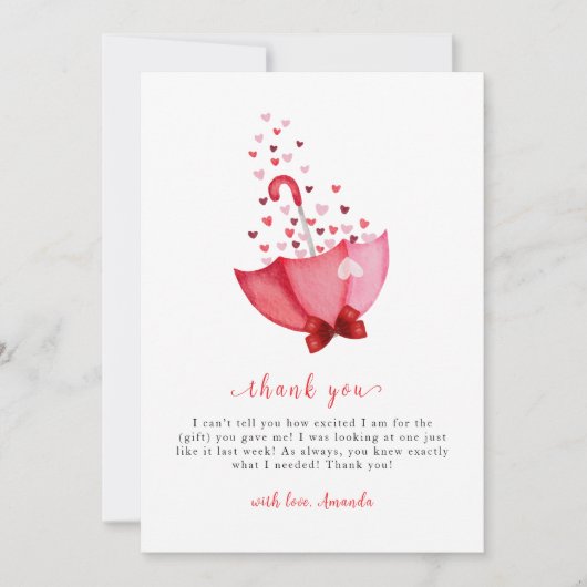 スウィートお洒落アールアンブレラバーブベイビーシャワー サンキューカード (正面)