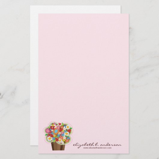 スウィートお洒落カップケーキ春の花フローラシック 便箋 (正面/裏面)