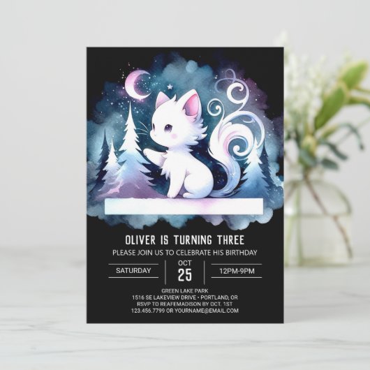 スウィートお洒落キャット誕生日 招待状 (スタンド正面)