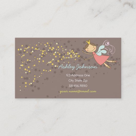 スウィートお洒落ピンクフェアリープリンセス&魔法スターズ 名刺 (正面)