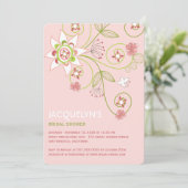 スウィートお洒落ピンク開花ブライダルシャワー招待状 招待状 (スタンド正面)