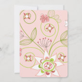 スウィートお洒落ピンク開花ブライダルシャワー招待状 招待状 (裏面)