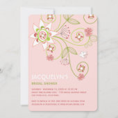 スウィートお洒落ピンク開花ブライダルシャワー招待状 招待状 (正面)