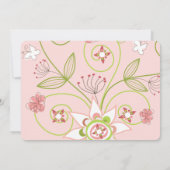 スウィートお洒落ピンク開花ベビーガールフォト誕生 案内状 (裏面)