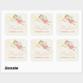 スウィートお洒落フェアリープリンセスガールバースデーパーティー スクエアシール (シート)