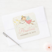 スウィートお洒落フェアリープリンセスガールバースデーパーティー スクエアシール (封筒)