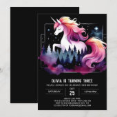 スウィートお洒落ホース誕生日 招待状 (正面/裏面)