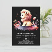 スウィートお洒落ライオン誕生日 招待状 (スタンド正面)